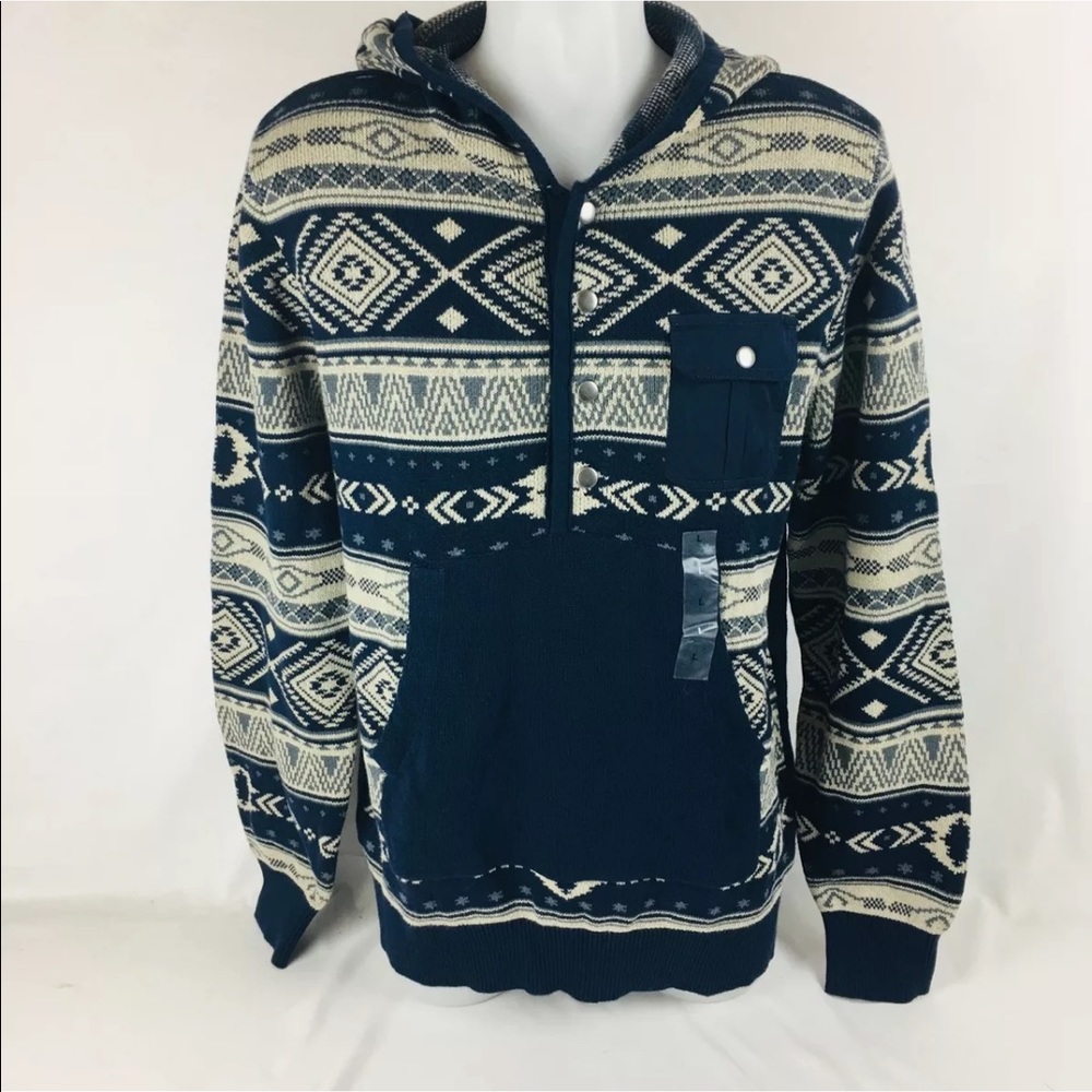 American Rag Mens Hooded Sweater Blue Large E14-1